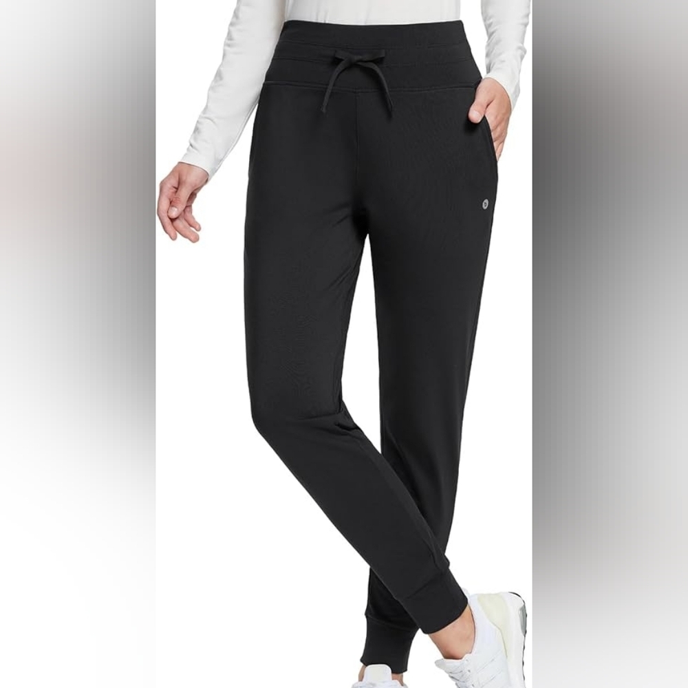 Baleaf Fleece Lined Black Jogger Sweatpants with Drawstring Size Petite Large